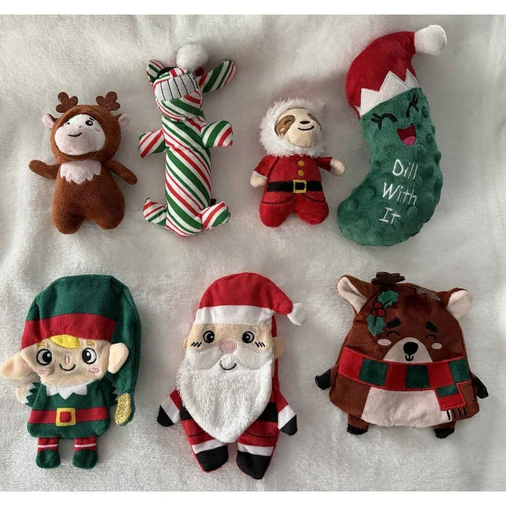 NEW Pack Bundle Of 7 Dog Plush Toys Christmas ￼